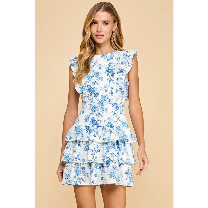 Blue Blossom Ruffle Dress