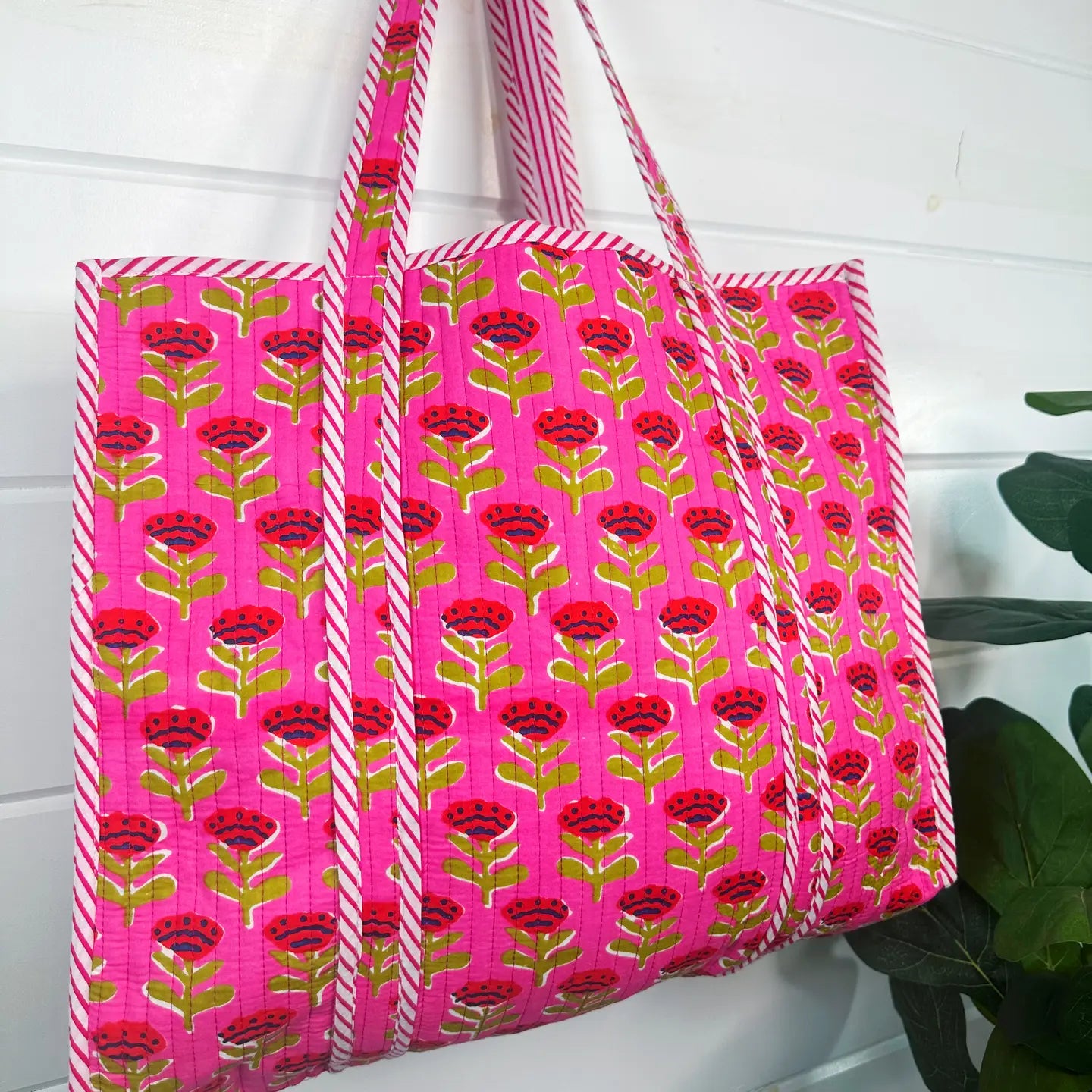 Quilted Tote Bag | Pink Floral