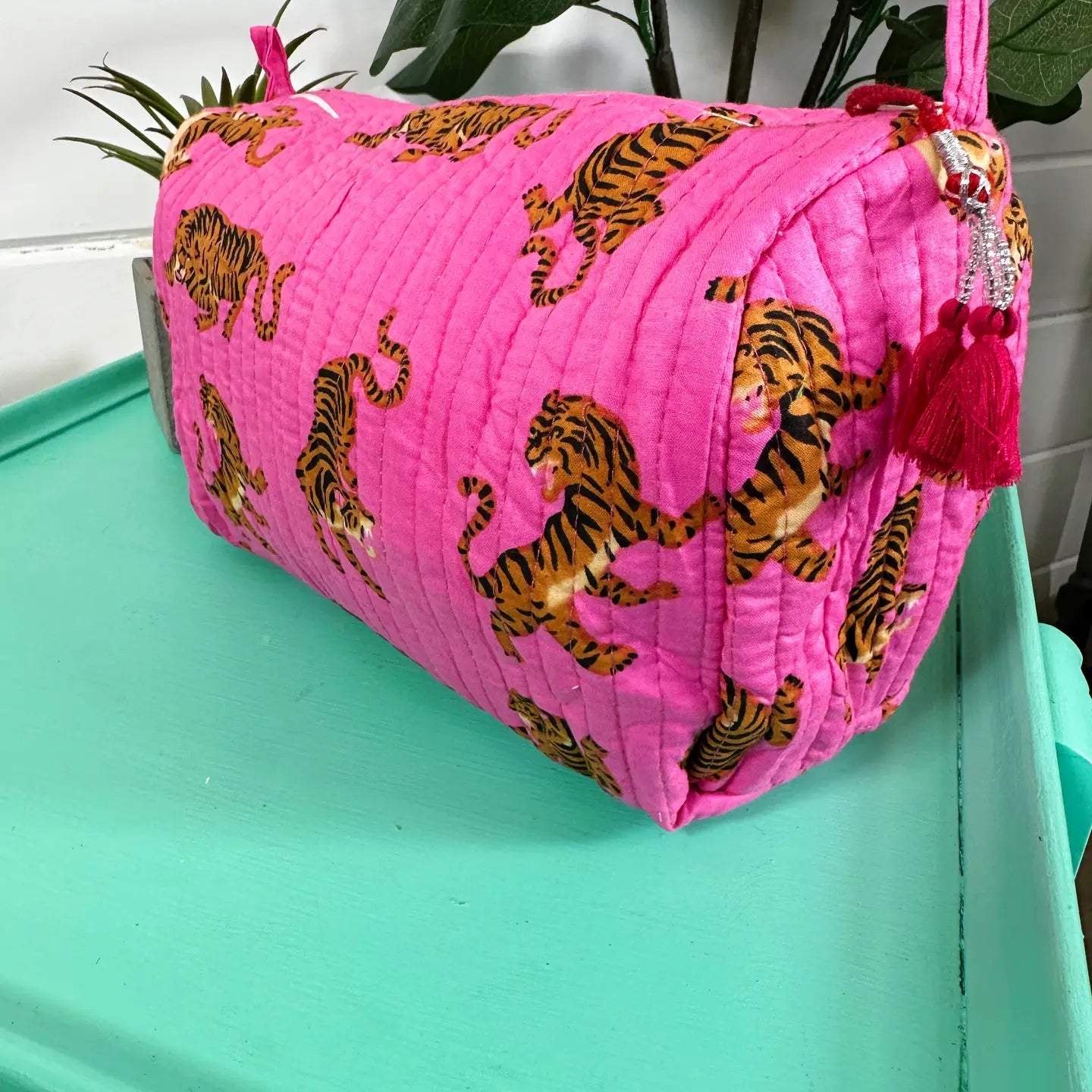 Quilted Toiletry Bag | Pink Tiger