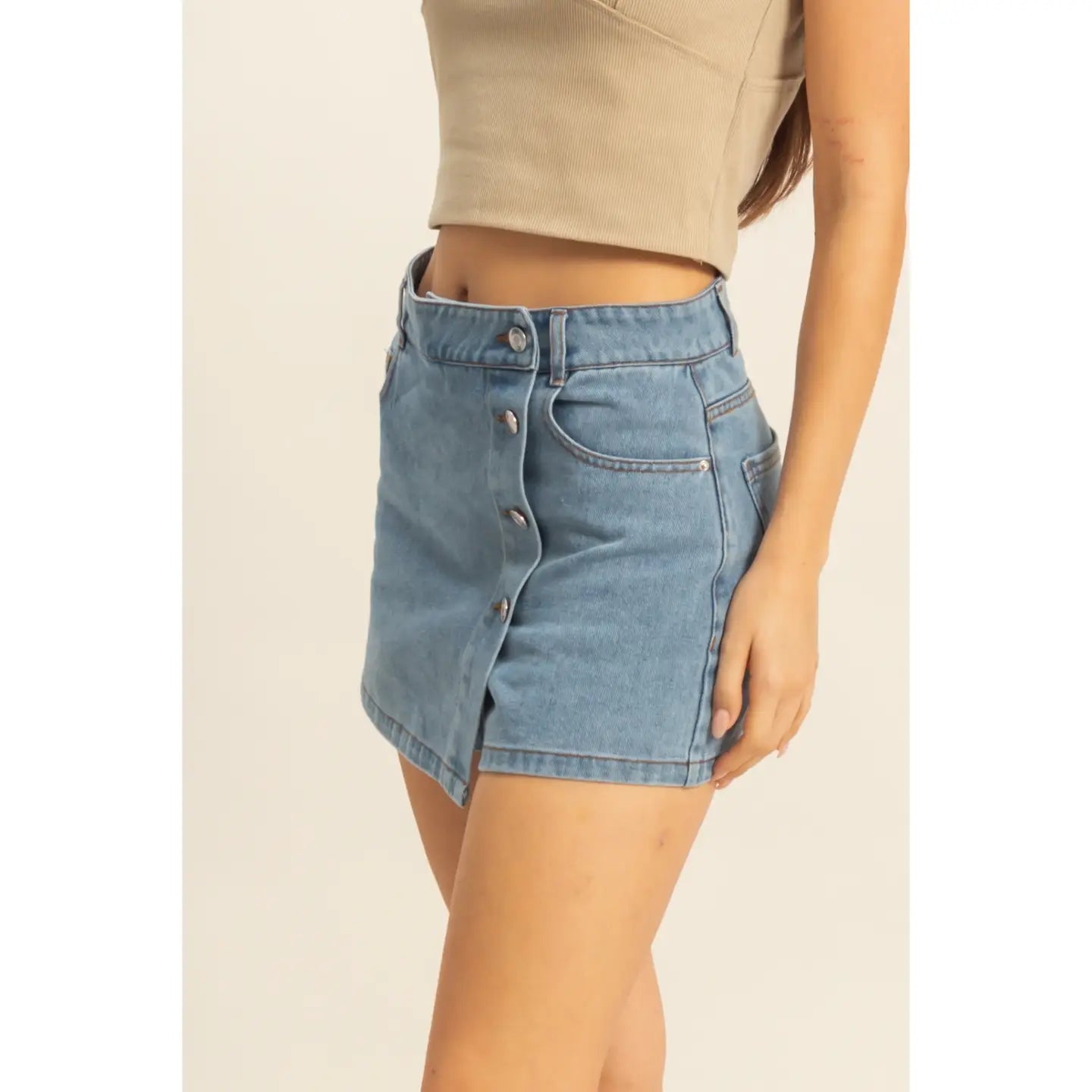Buttoned Up Denim Skort