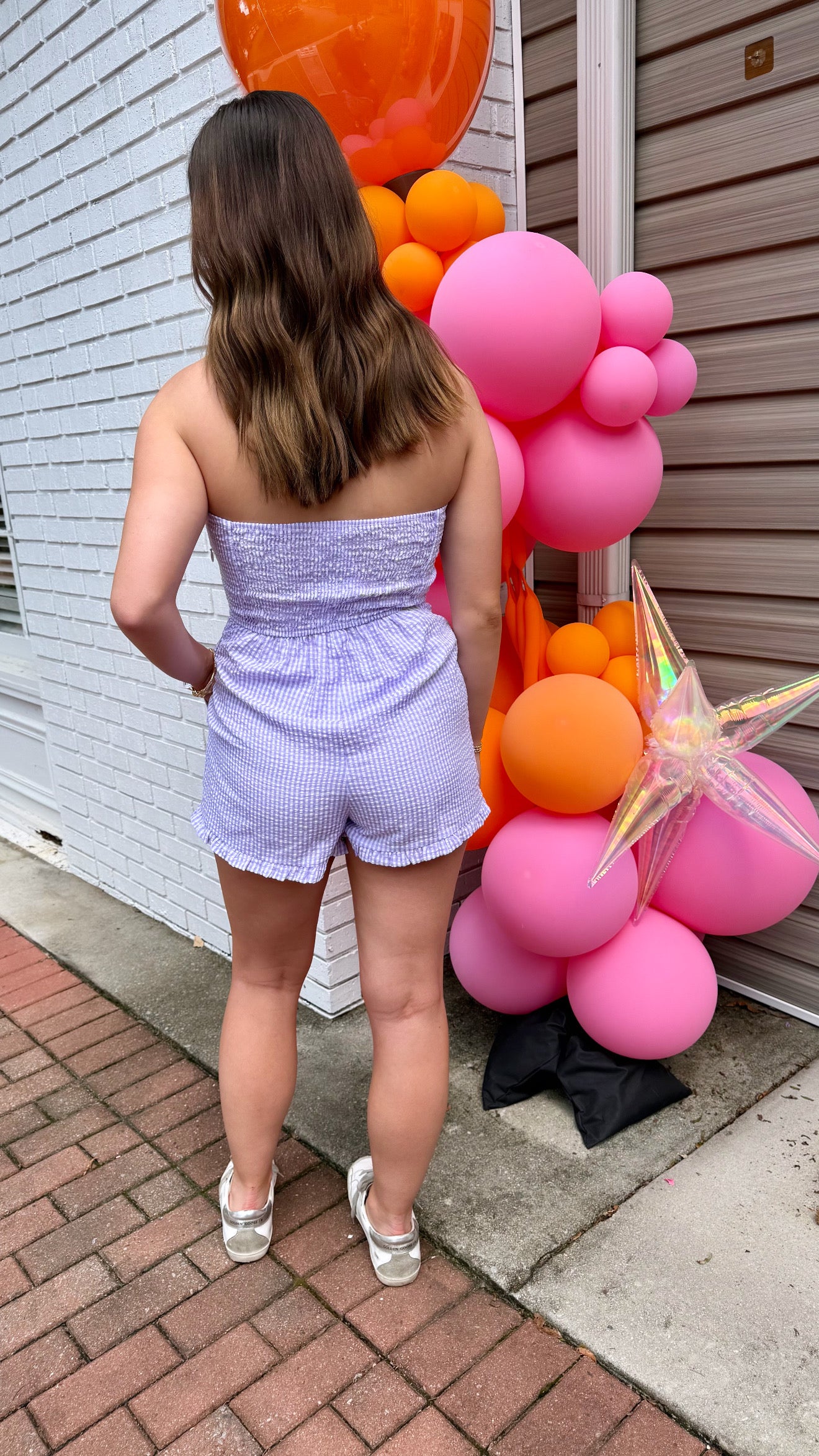 Lavendar Gingham Romper