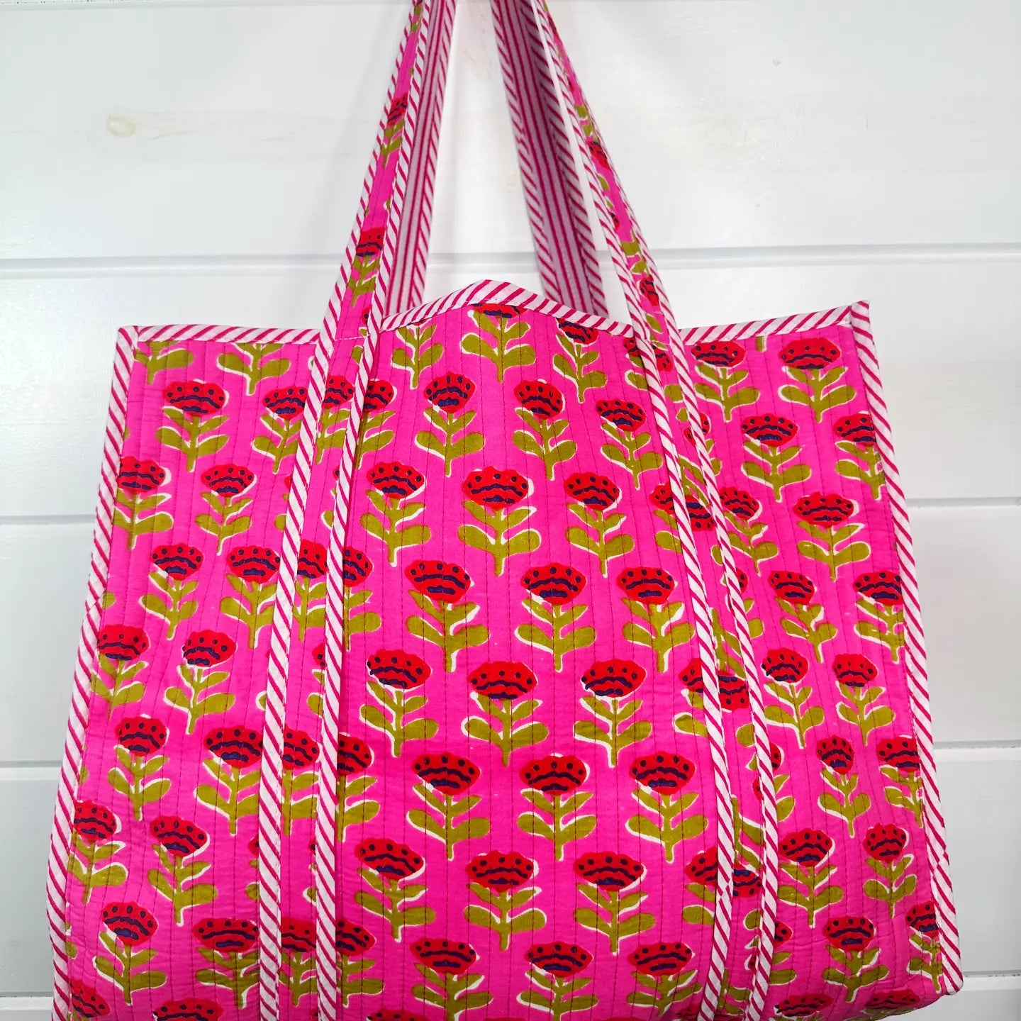 Quilted Tote Bag | Pink Floral