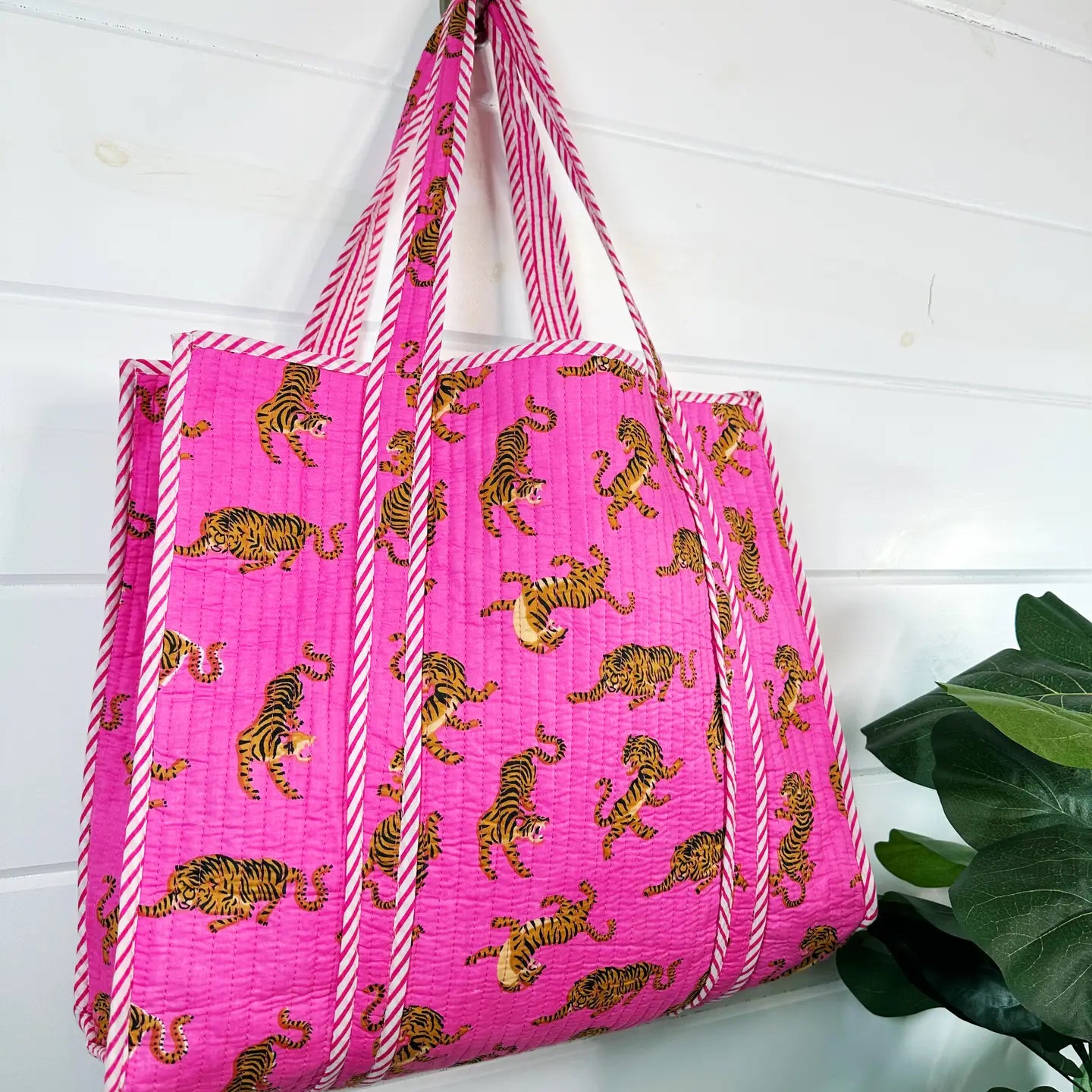 Quilted Tote Bag - Pink Tiger