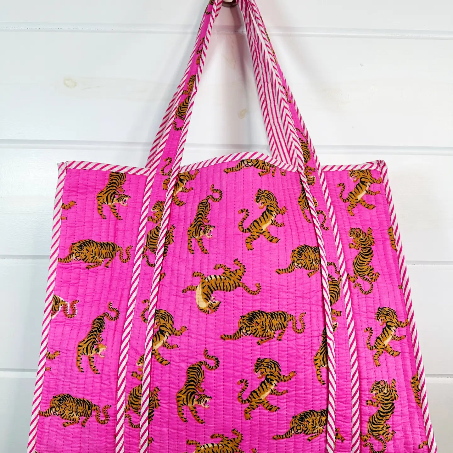Quilted Tote Bag - Pink Tiger