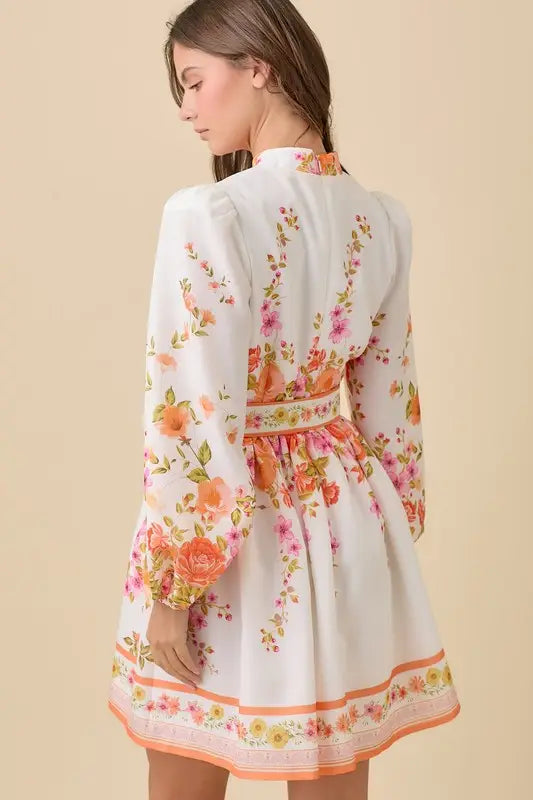 Mock Neck Floral Dress