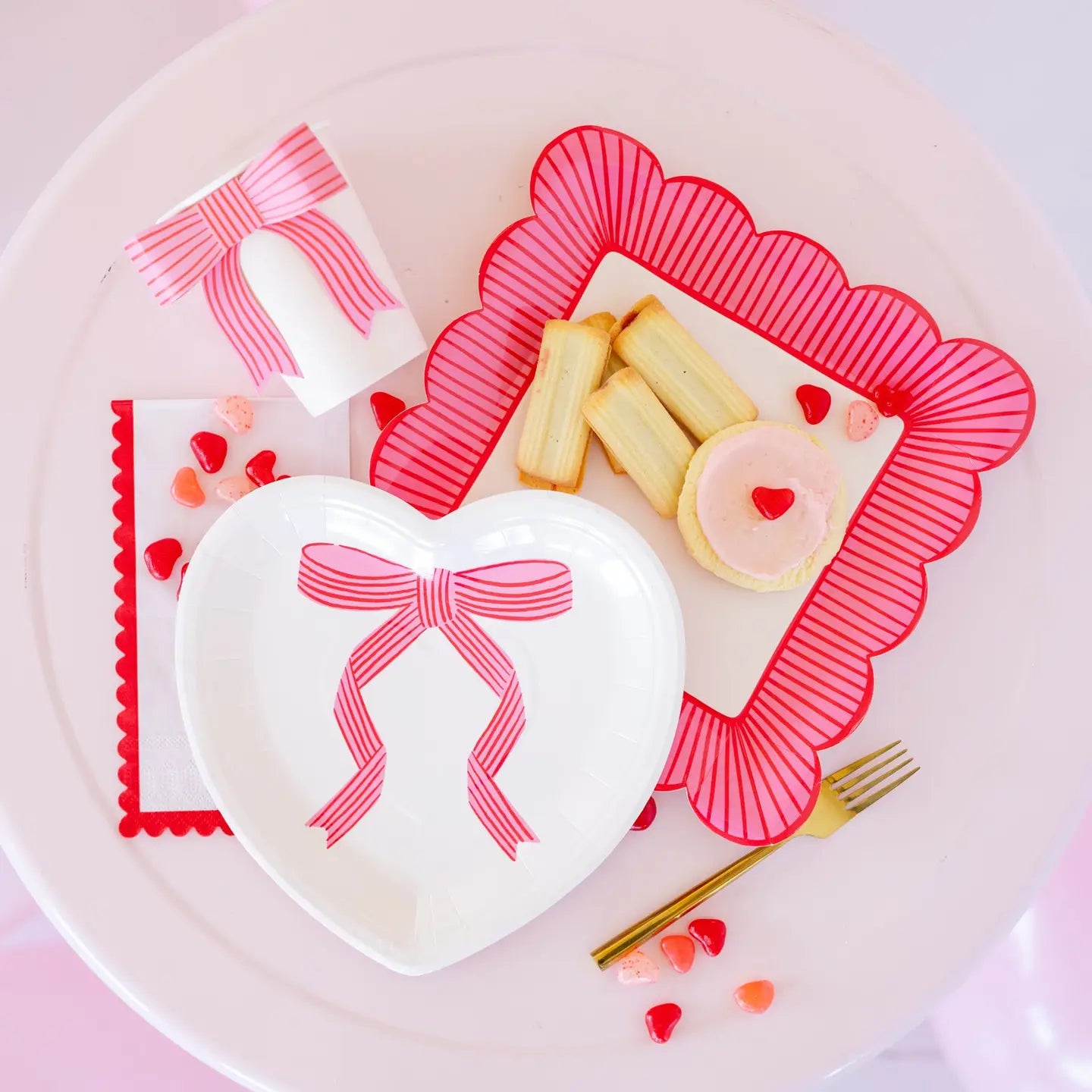 Striped Edge Scalloped Square Plate