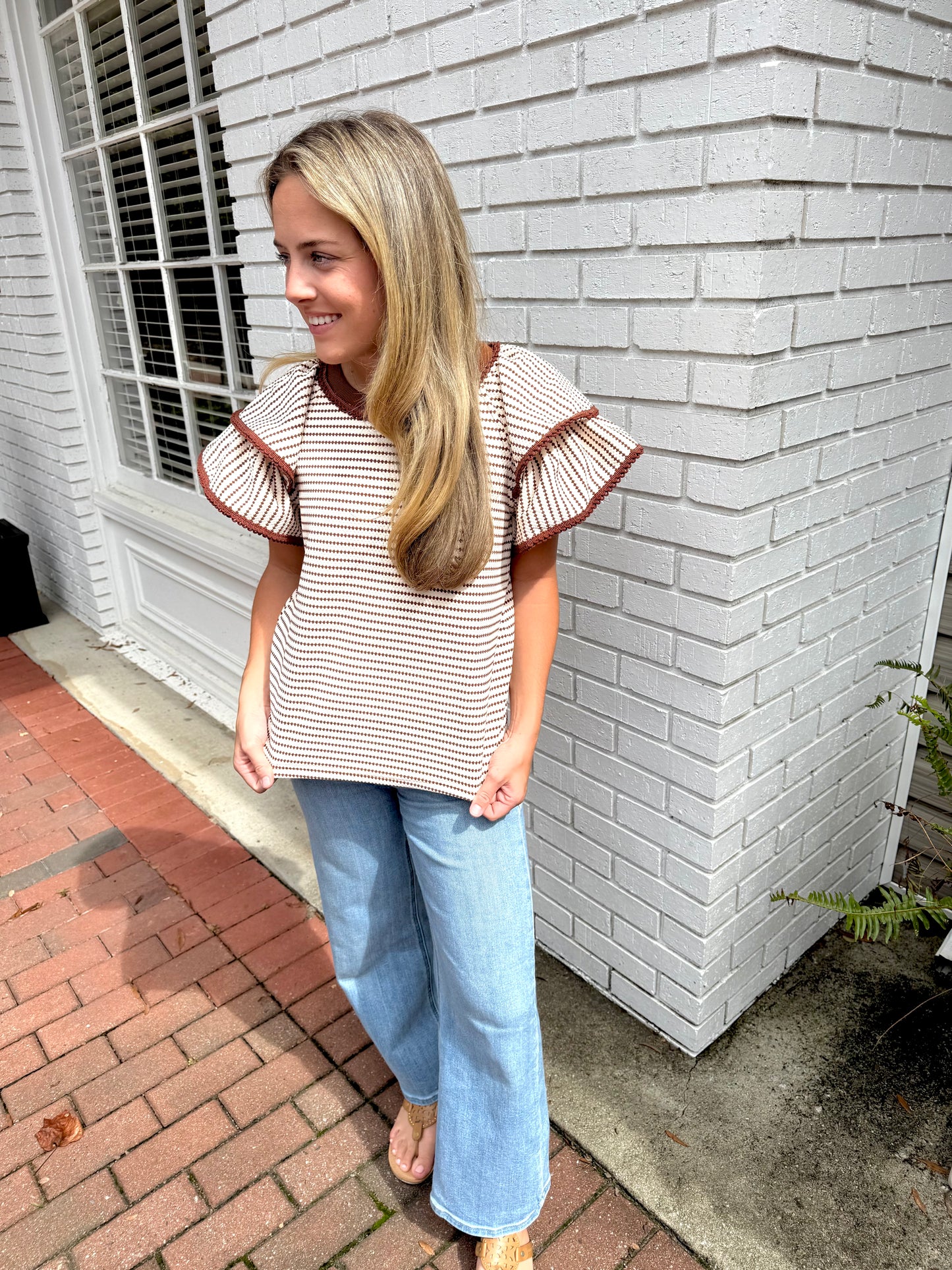 Brown Striped Top