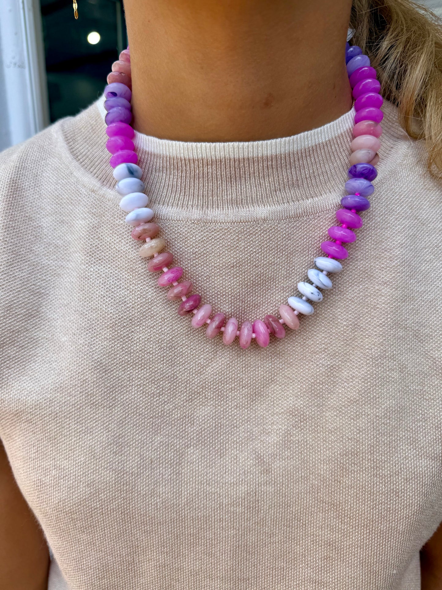 Purple & Pink Beaded Necklace