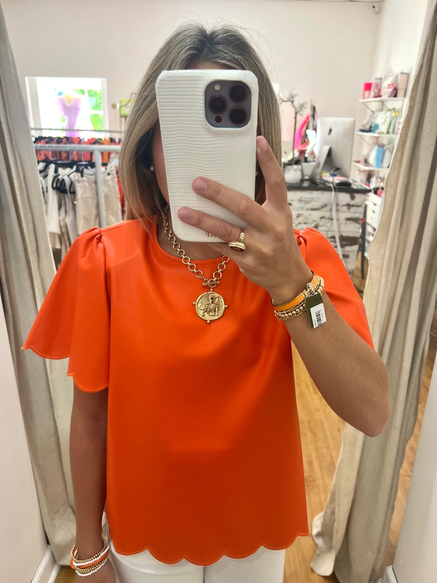 THML Scallop Orange Top