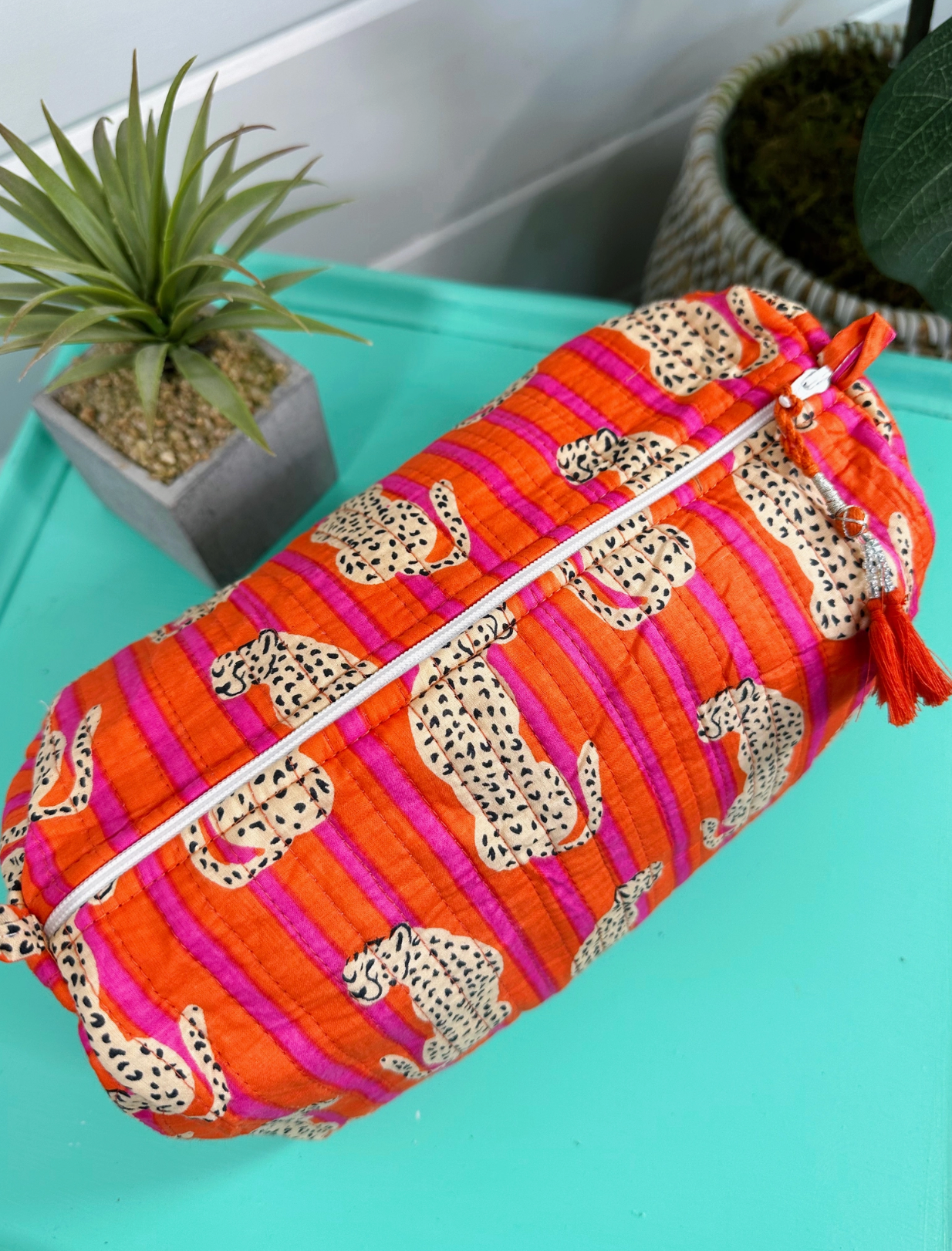 Jaguar Print Quilted Makeup Bag