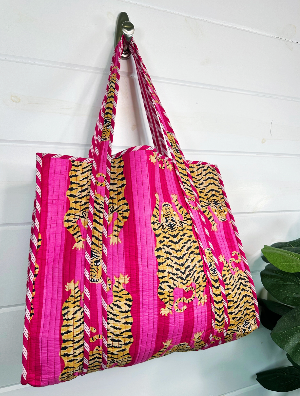 Quilted Tote Bag | Pink Tiger