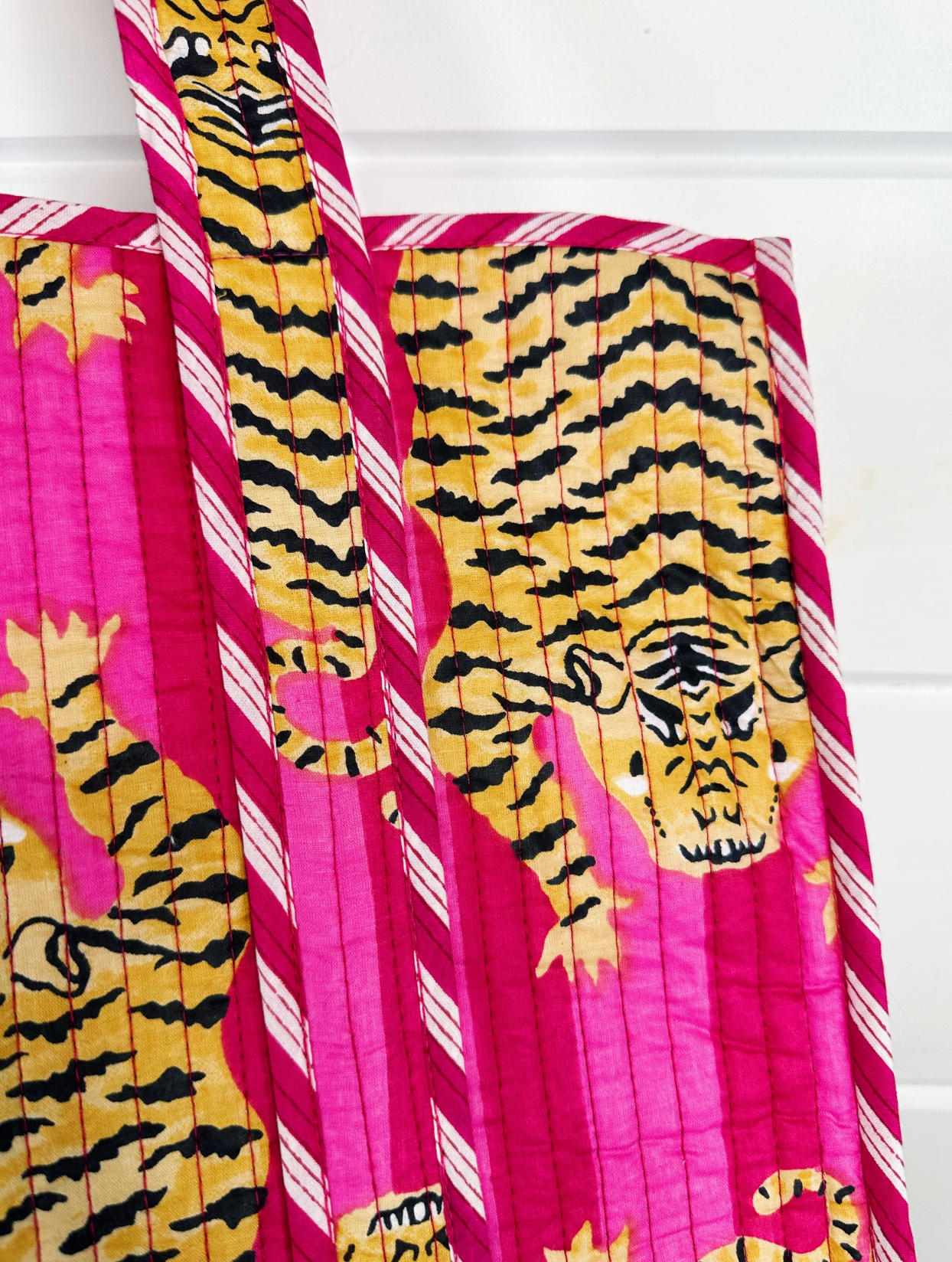Quilted Tote Bag | Pink Tiger