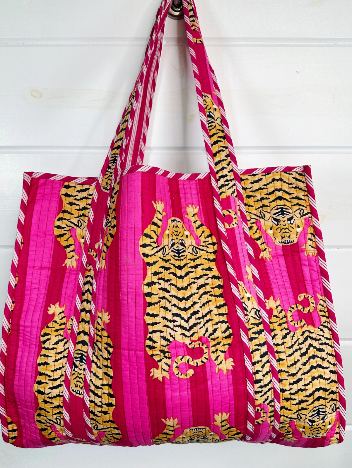Quilted Tote Bag | Pink Tiger