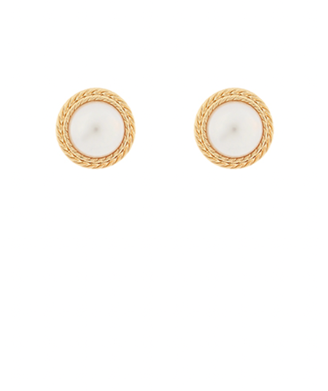 Gold Rope Pearl Studs
