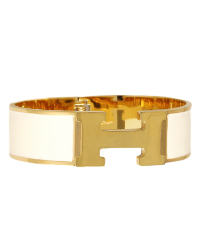 White Statement Hinge Bracelet