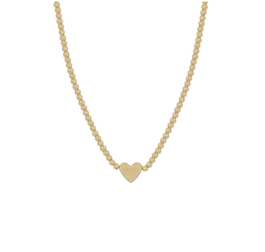 Gold Beaded Heart Necklace