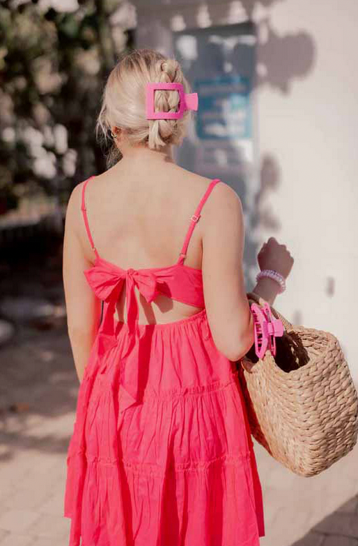 Paradise Pink Large Flat Square Hair Clip - TELETIES