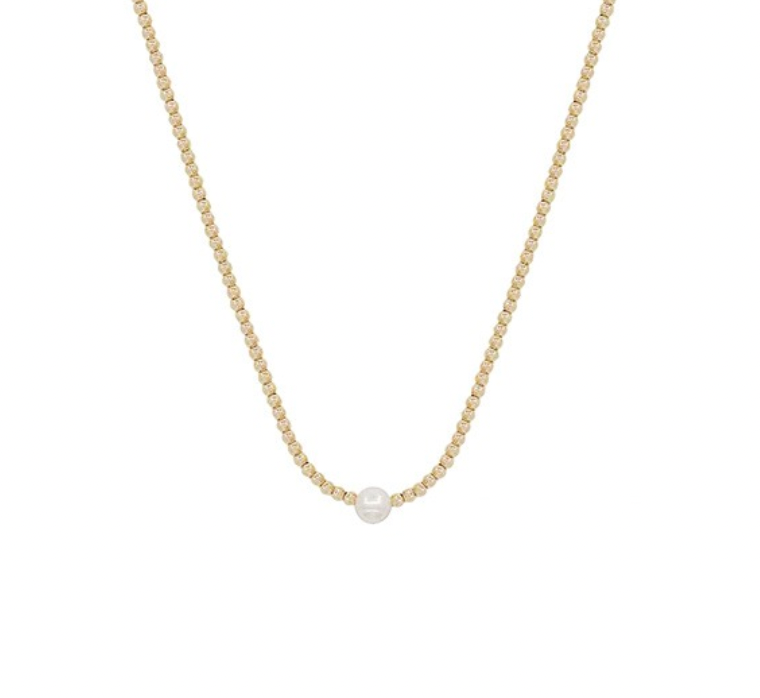 Gold Beaded Pearl Necklace
