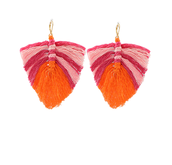 Tied Earrings - Orange + Pink