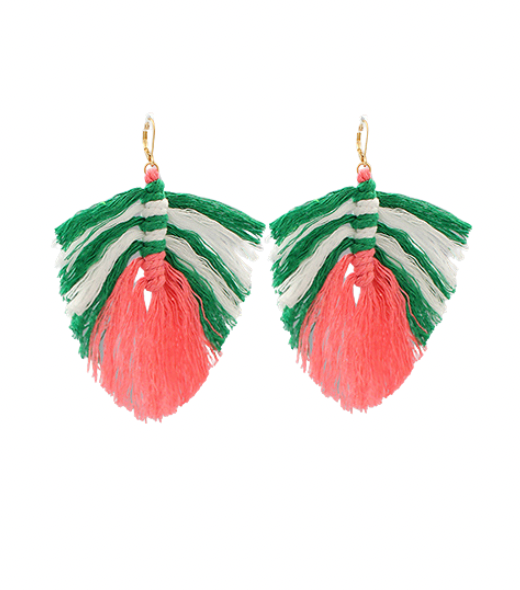 Tied Earrings - Pink + Green
