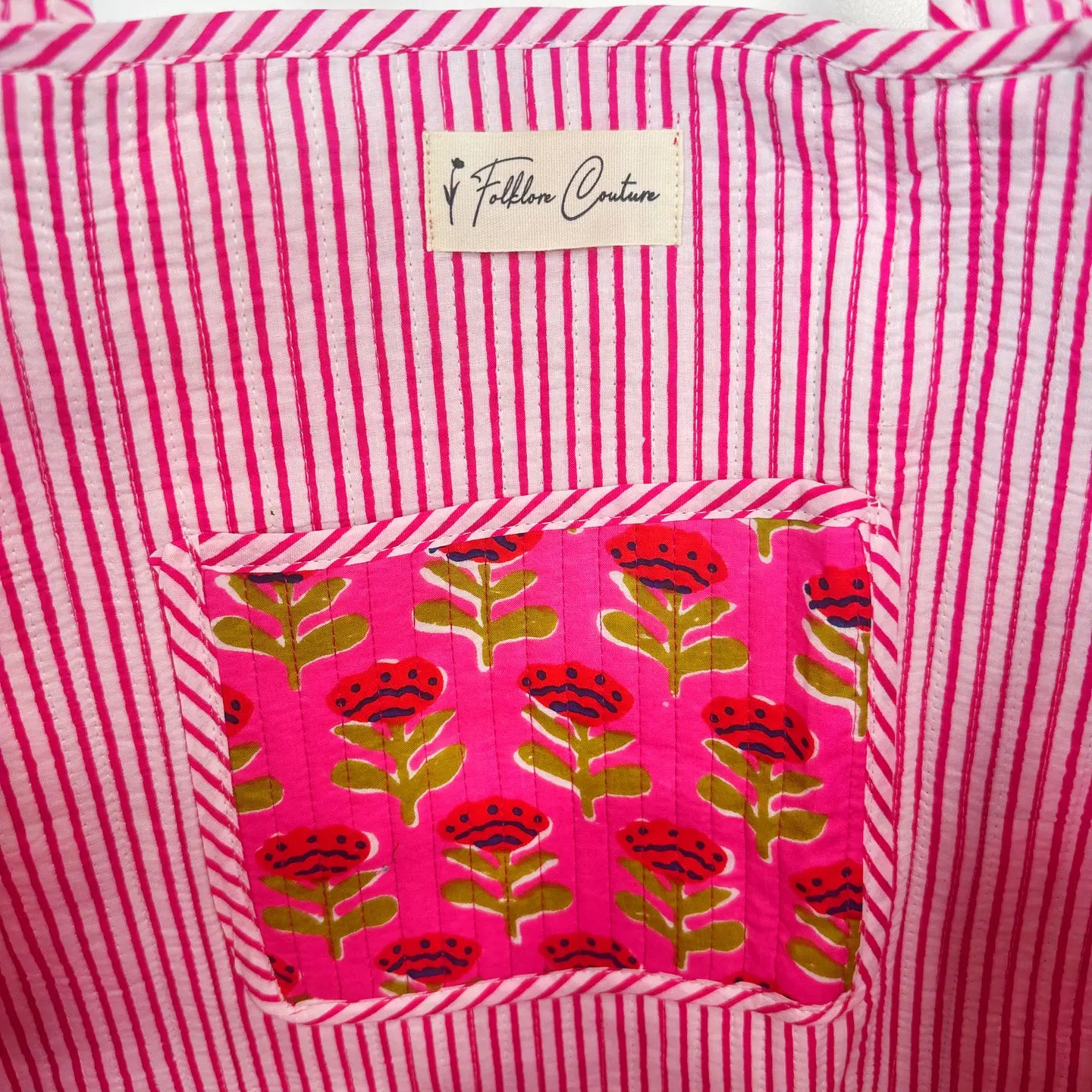 Quilted Tote Bag | Pink Floral
