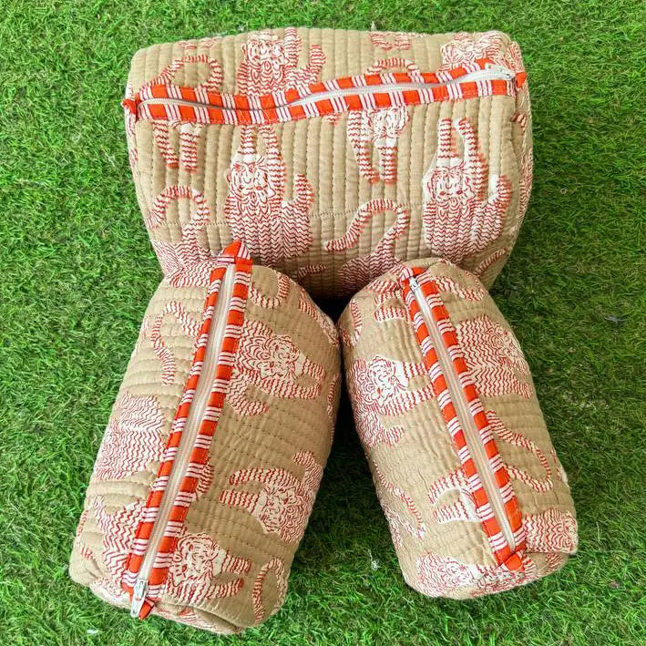 Quilted Tiger Toiletry Bag