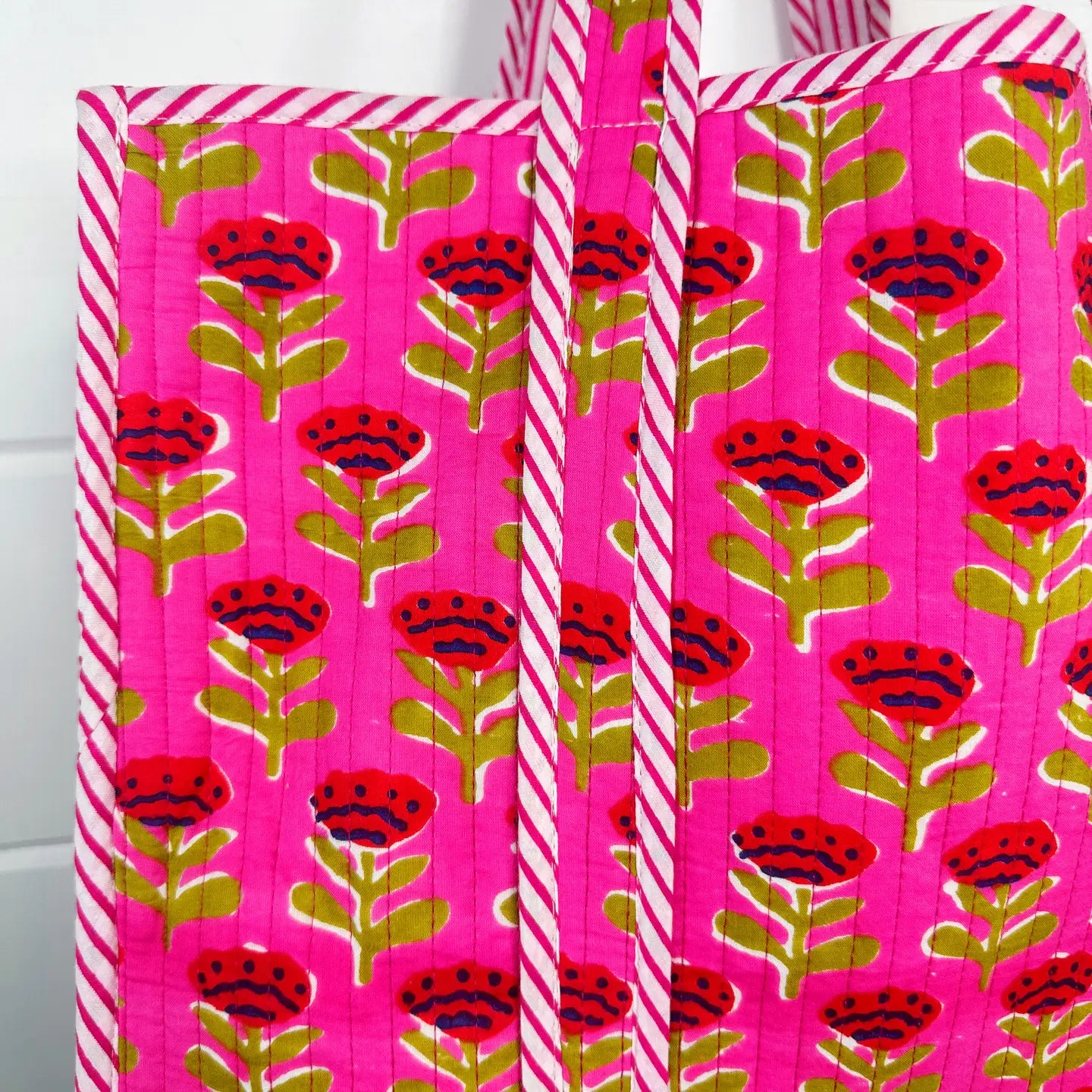Quilted Tote Bag | Pink Floral
