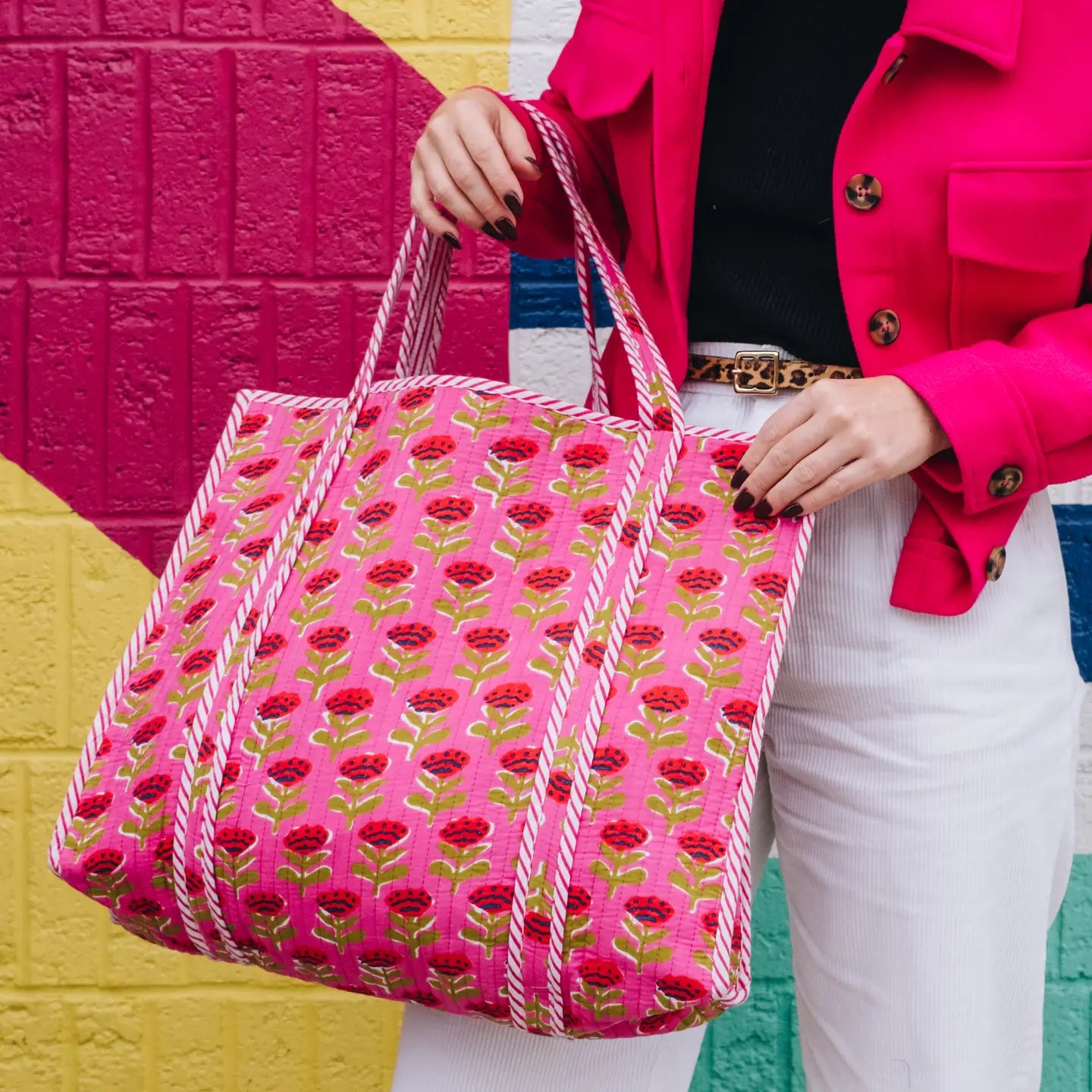Quilted Tote Bag | Pink Floral