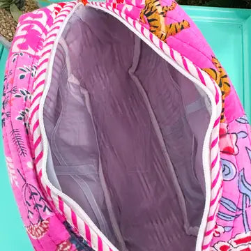 Ruffled Pink Patchwork Makeup Bag
