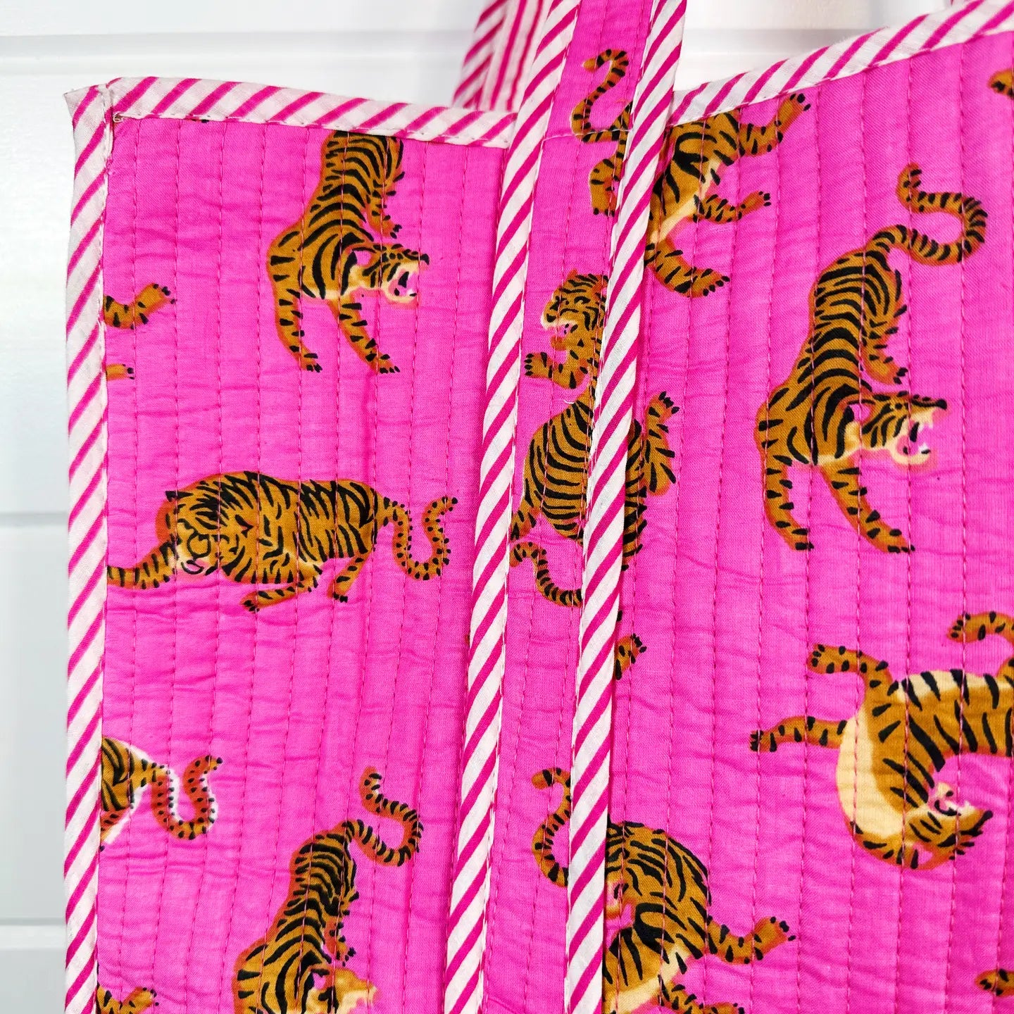 Quilted Tote Bag - Pink Tiger