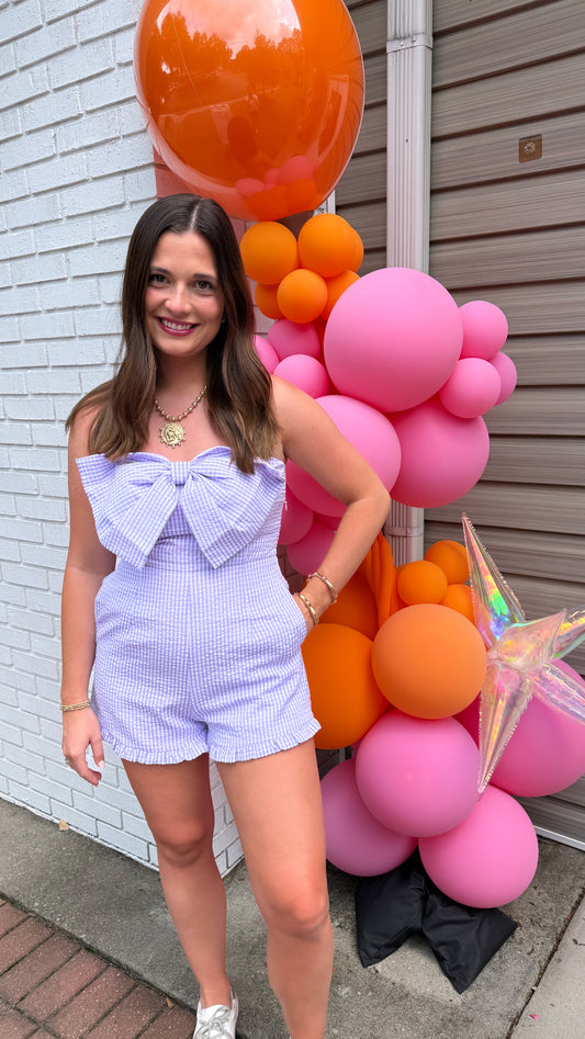 Lavendar Gingham Romper
