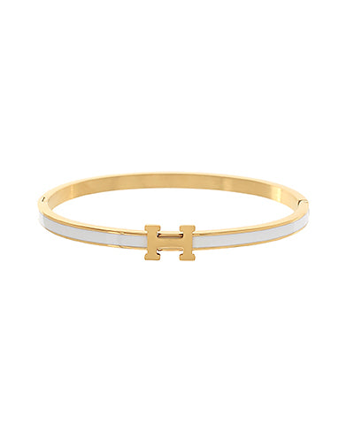 H Bangle Bracelet - White