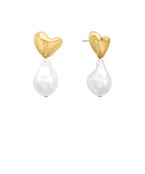 Heart & Pearl Drop Earrings