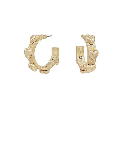 Gold Heart Hoops