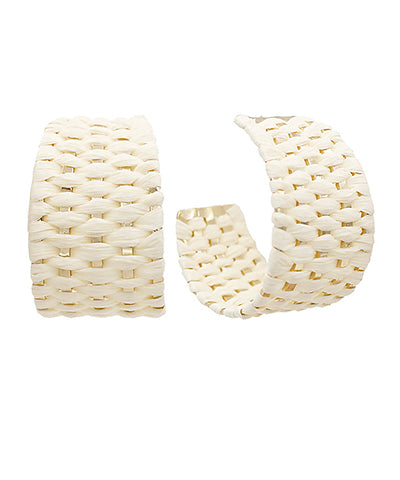 Wide Woven Hoops - White