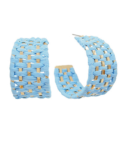 Wide Woven Hoops - Blue