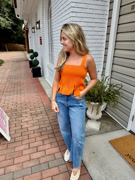 Sunkist Fringe Hem Tank