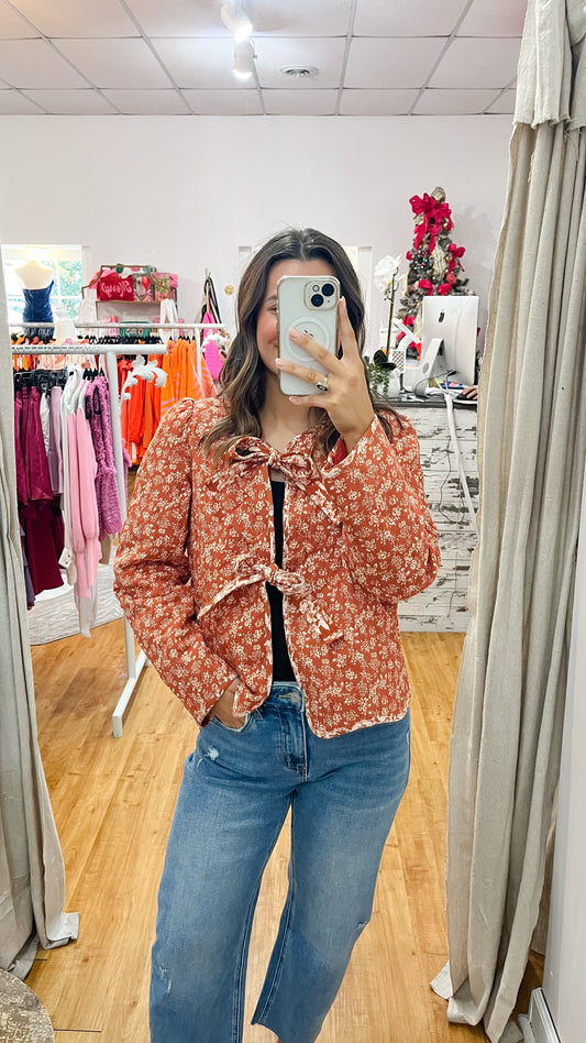 Rust Floral Quilted Jacket