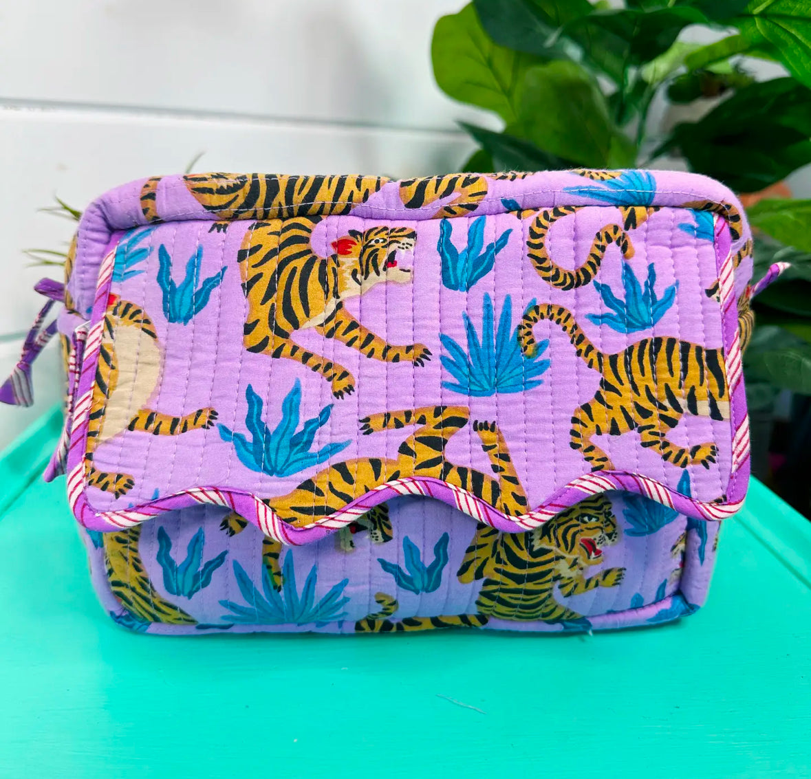 Ruffled Tiger Makeup Bag | Purple