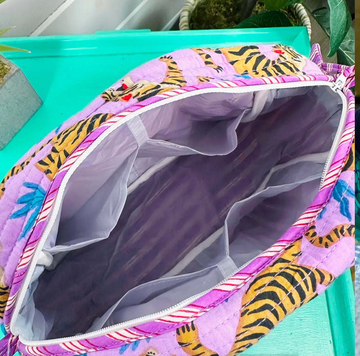 Ruffled Tiger Makeup Bag | Purple