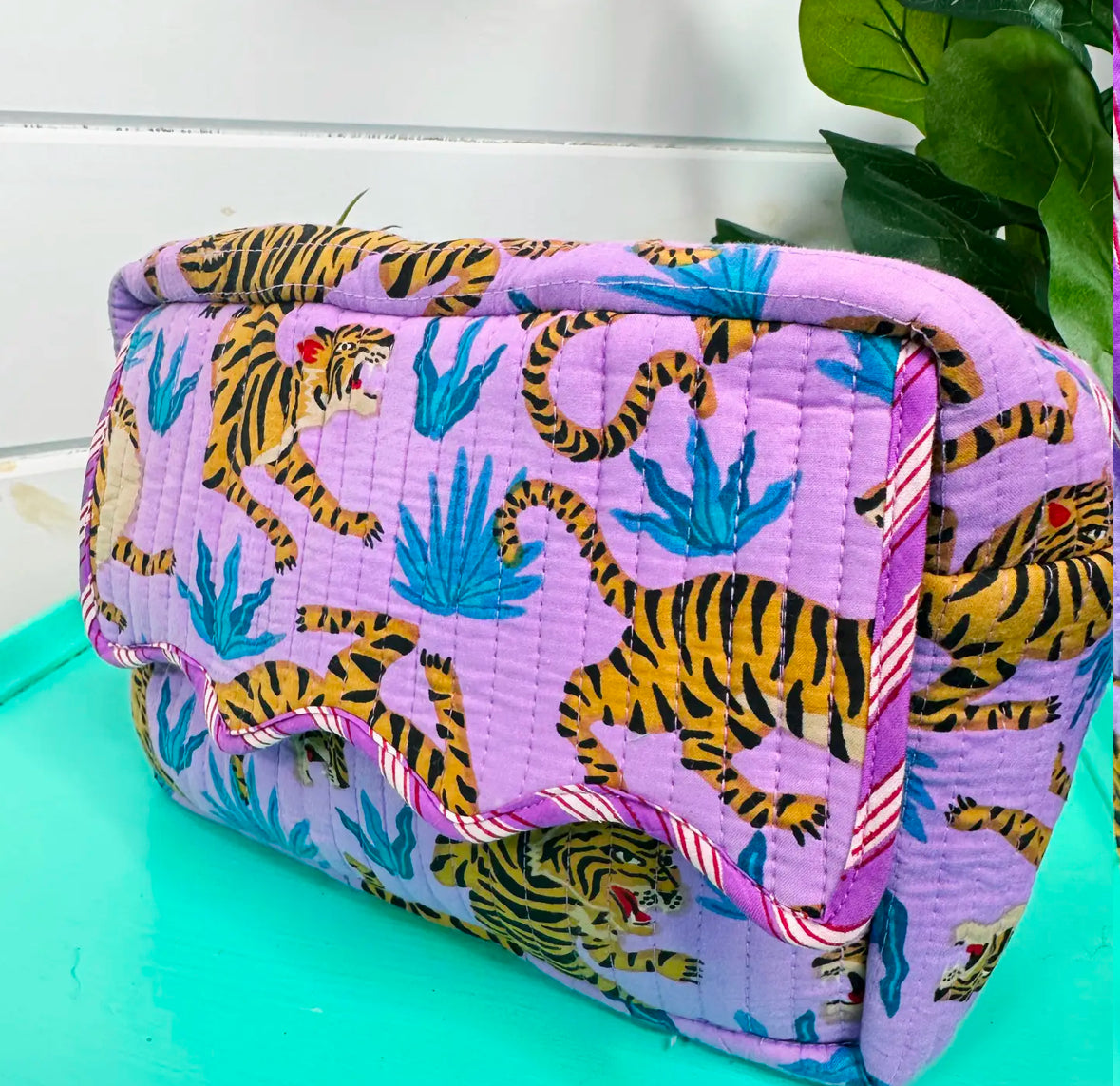 Ruffled Tiger Makeup Bag | Purple