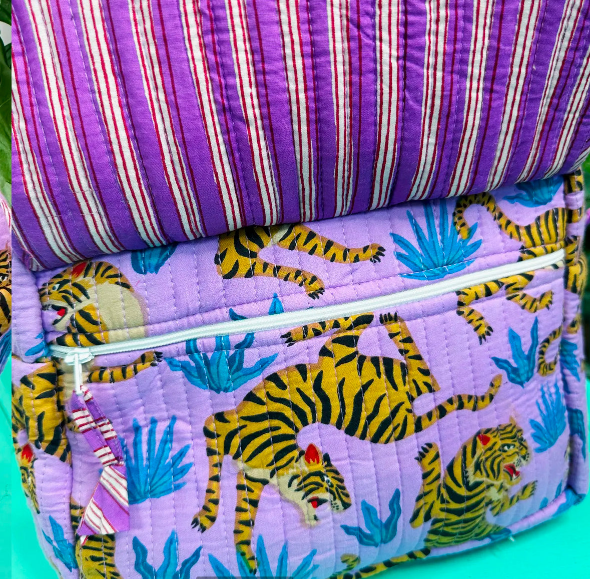 Ruffled Tiger Makeup Bag | Purple