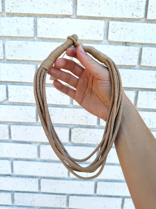 Layered Rope Necklace - Brown