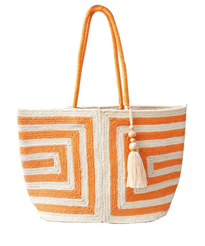 Orange Patterned Tote Bag