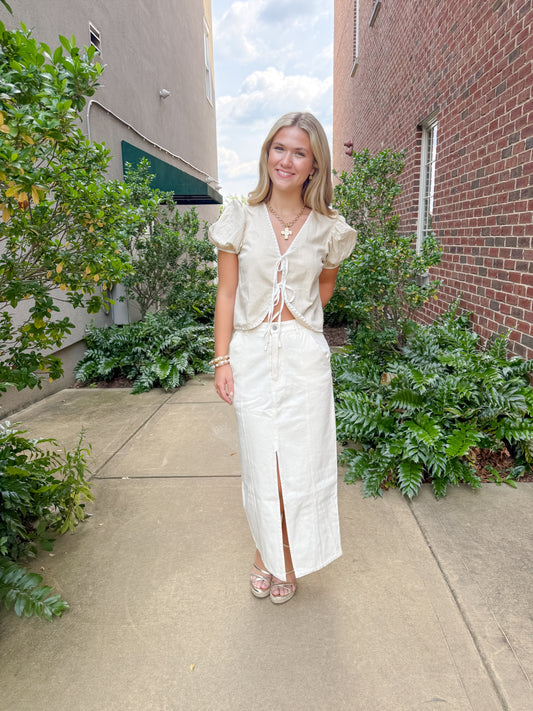 Cream Stitch Top
