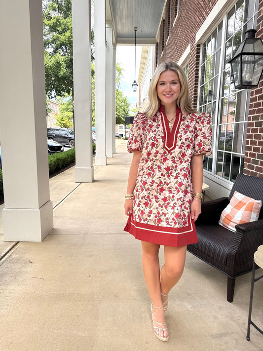 Scarlet Bloom Mini Dress