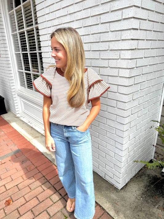 Brown Striped Top