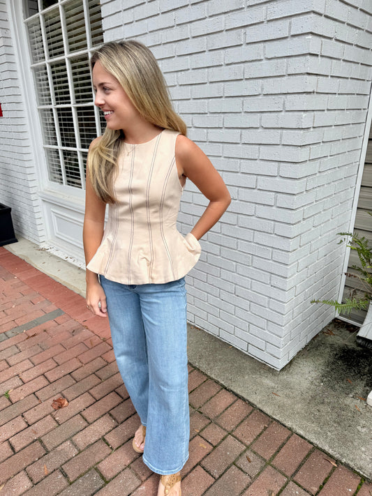 Cream Peplum Top