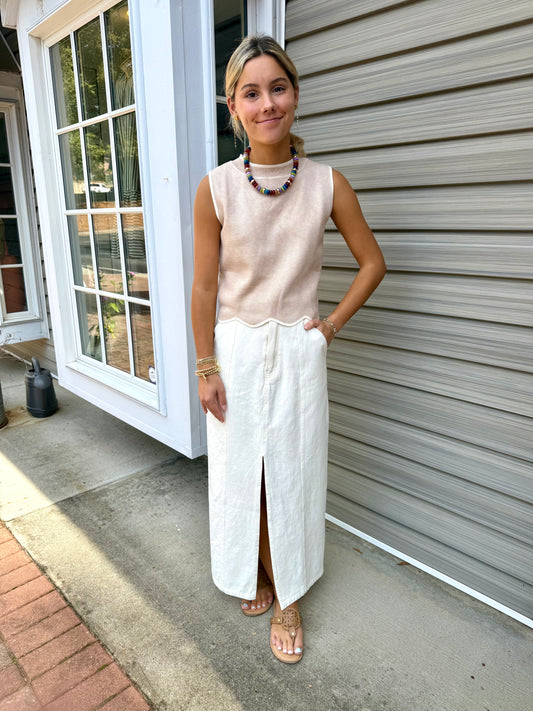 Sandy Scalloped Tank