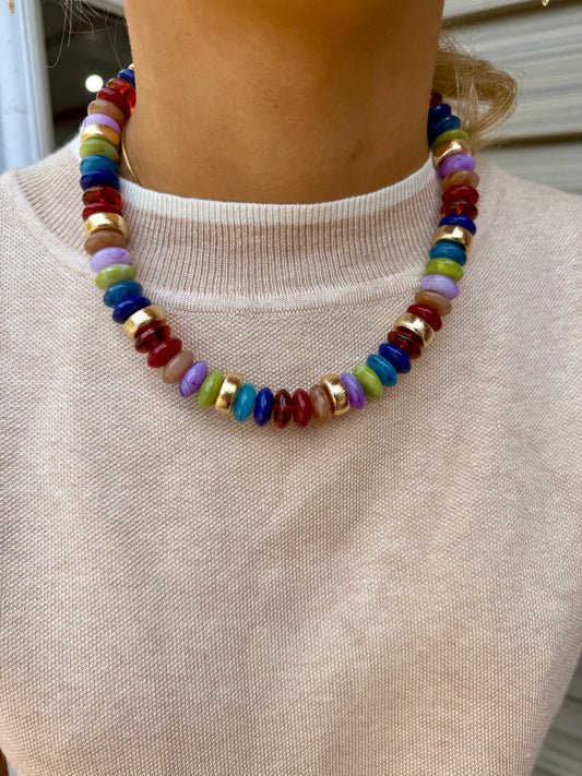 Multi & Gold Beaded Necklace